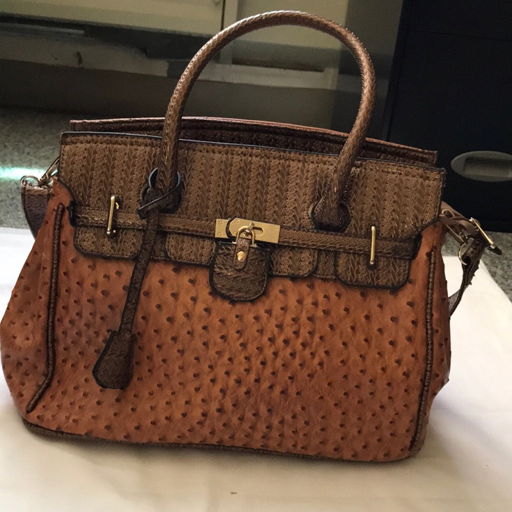 Faux ostrich purse